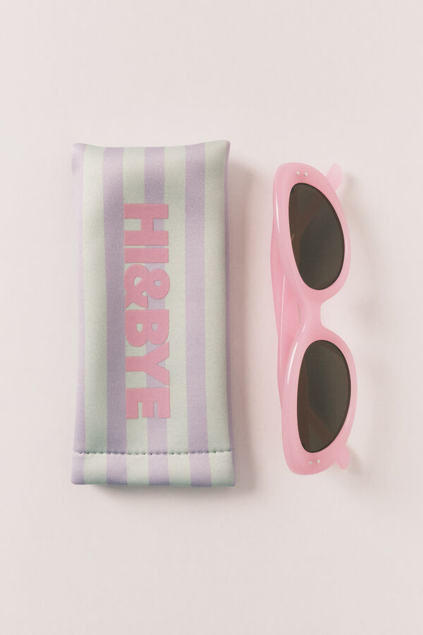 HI&BYE Gafas sol rosa funda rosa