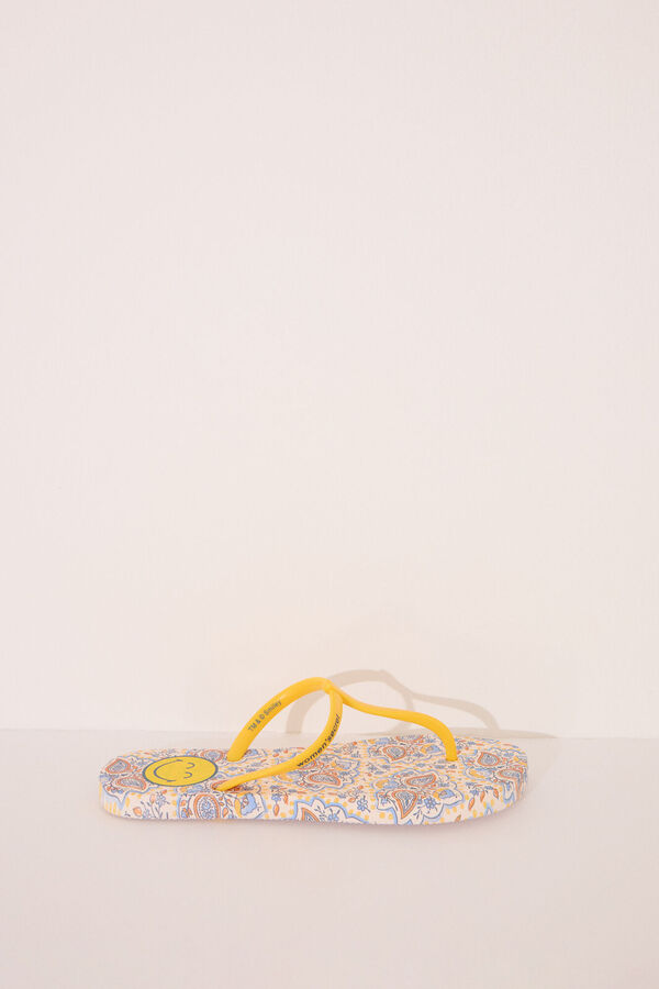 Women'secret Chanclas SmileyWorld&reg; tiras amarillas azul