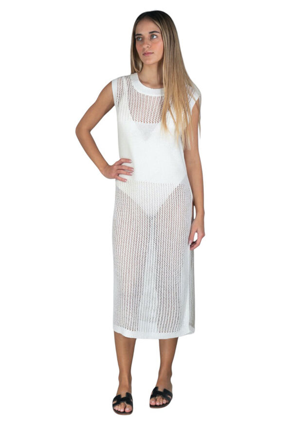 Kbas Vestido longo branco de crochet branco
