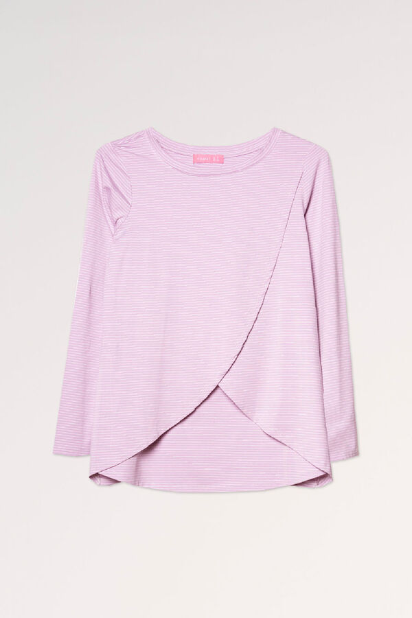 Womensecret T-shirt amamentação às riscas cruzadas à frente rosa