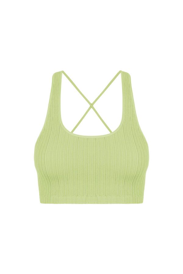 Womensecret Crop top tiras espalda verde manzana verde