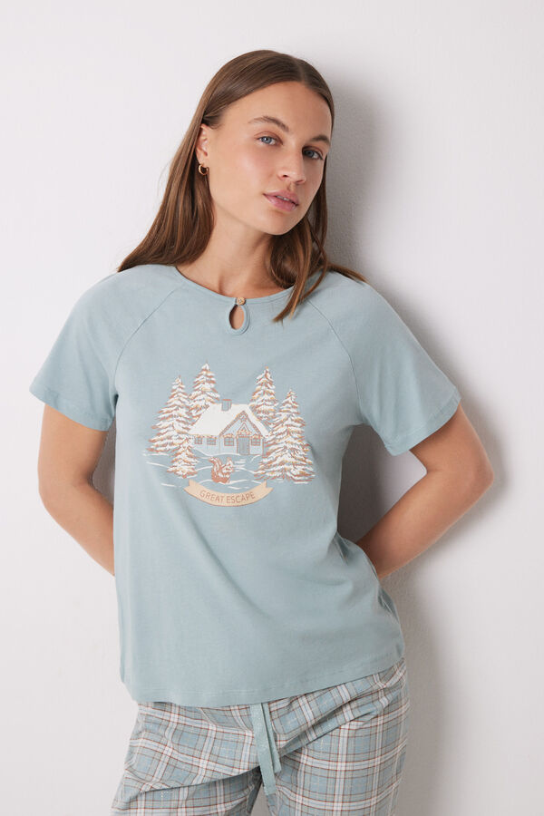 Women'secret Pijama xadrez de Natal 100% algod&atilde;o verde