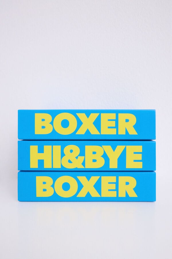 HI&BYE Pack de 2 cuecas boxer rosa e azul branco