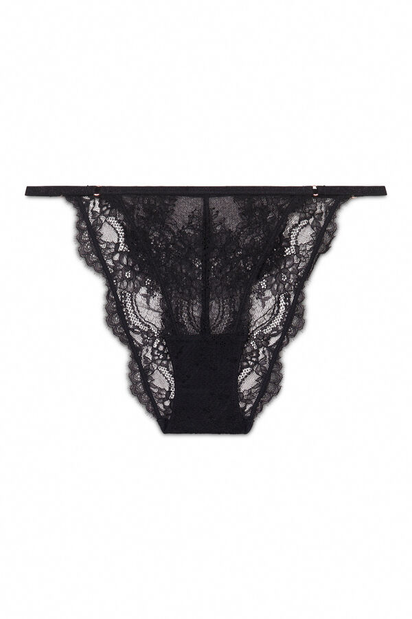 Women'secret Calcinha cl&aacute;ssica de renda preta com cueca preto
