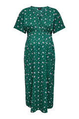 Only Maternity Vestido longo e flu&iacute;do de manga curta para maternity e amamenta&ccedil;&atilde;o verde