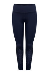 Only Play Leggings de cintura alta y bolsillo lateral, color azul marino y dise&ntilde;o met&aacute;lico en la pierna azul