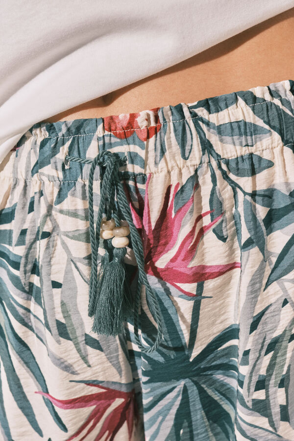 Women'secret Cal&ccedil;a comprida estampada verde verde