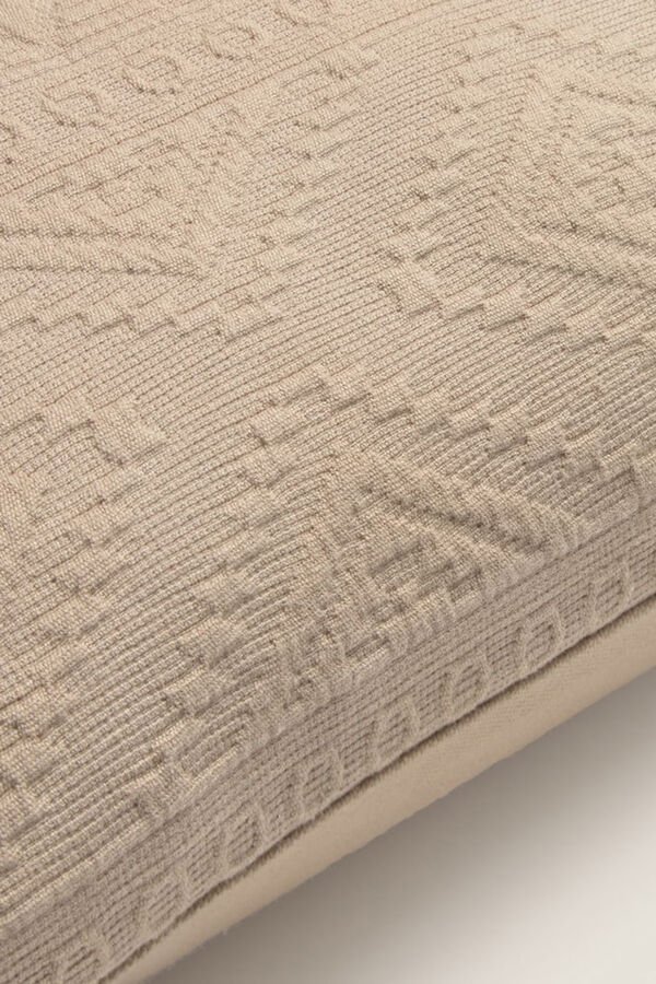 Textura Capa de almofada em algodão jacquard com padrões geométricos castanho