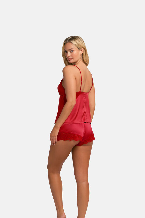 Dorina Top sat&eacute;n con encaje rojo