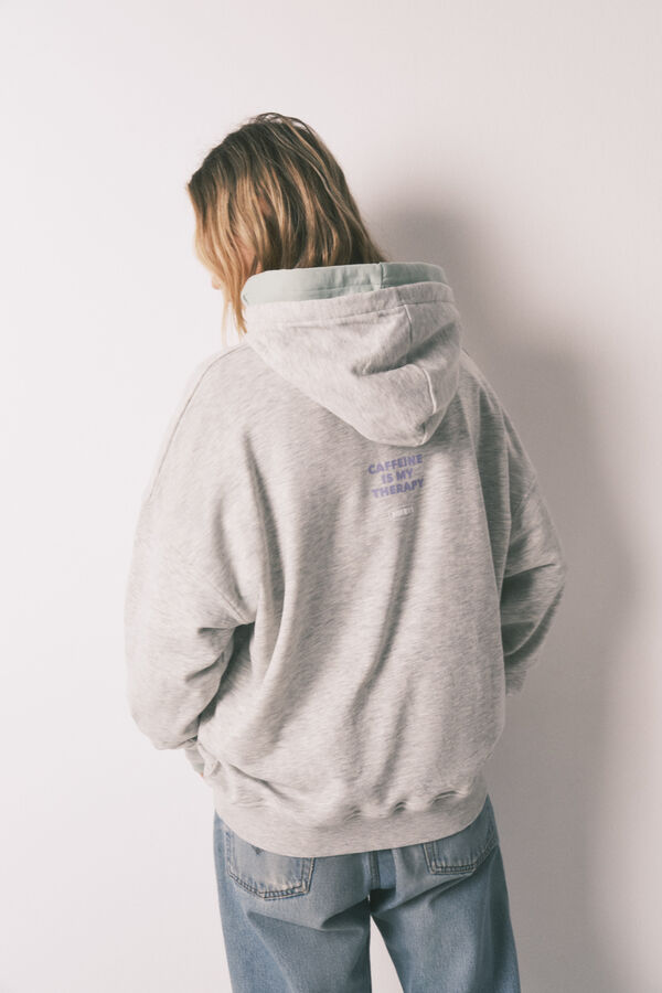 HI&BYE Sweatshirt capuz em felpa de algod&atilde;o cinzento cinzento