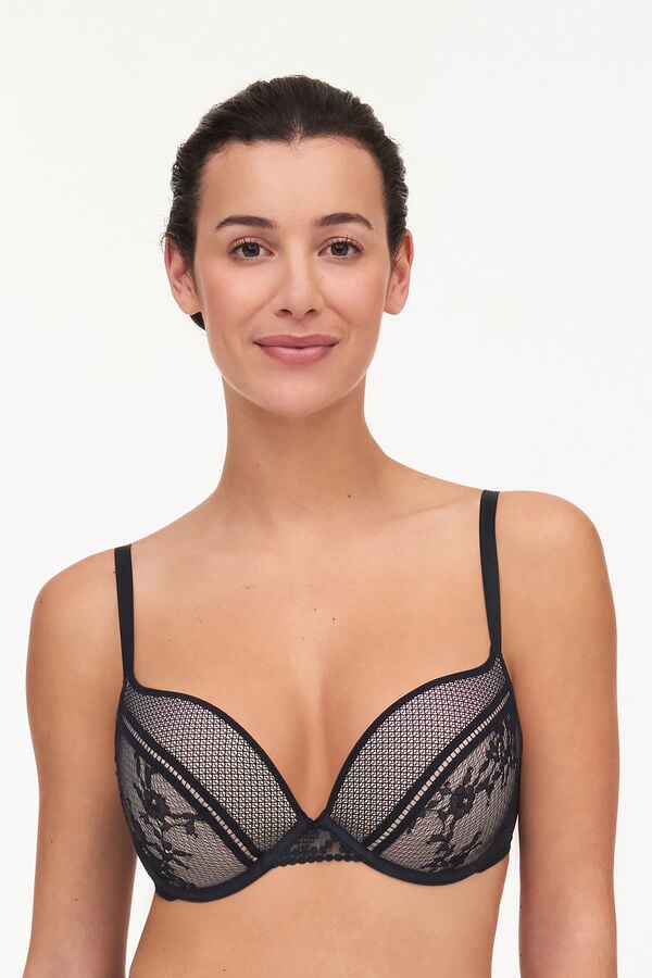 Passionata Soutien extra push up Olivia com renda floral preto