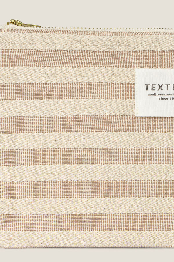 Textura Neceser de algod&oacute;n rayas brillo gris