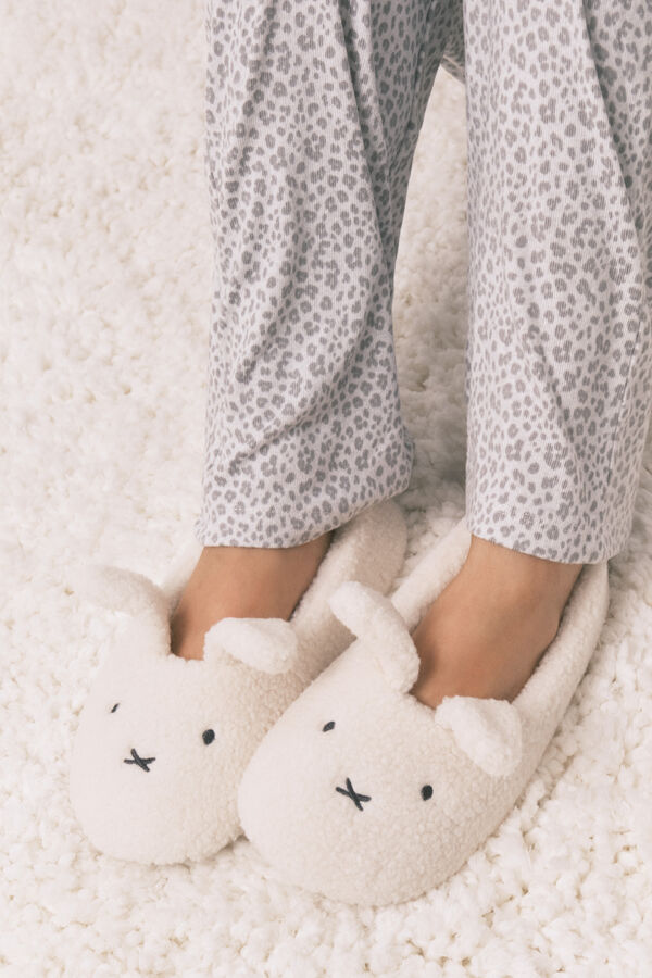 Women'secret Chinelos de quarto de sabrinas em borrego Miffy  bege