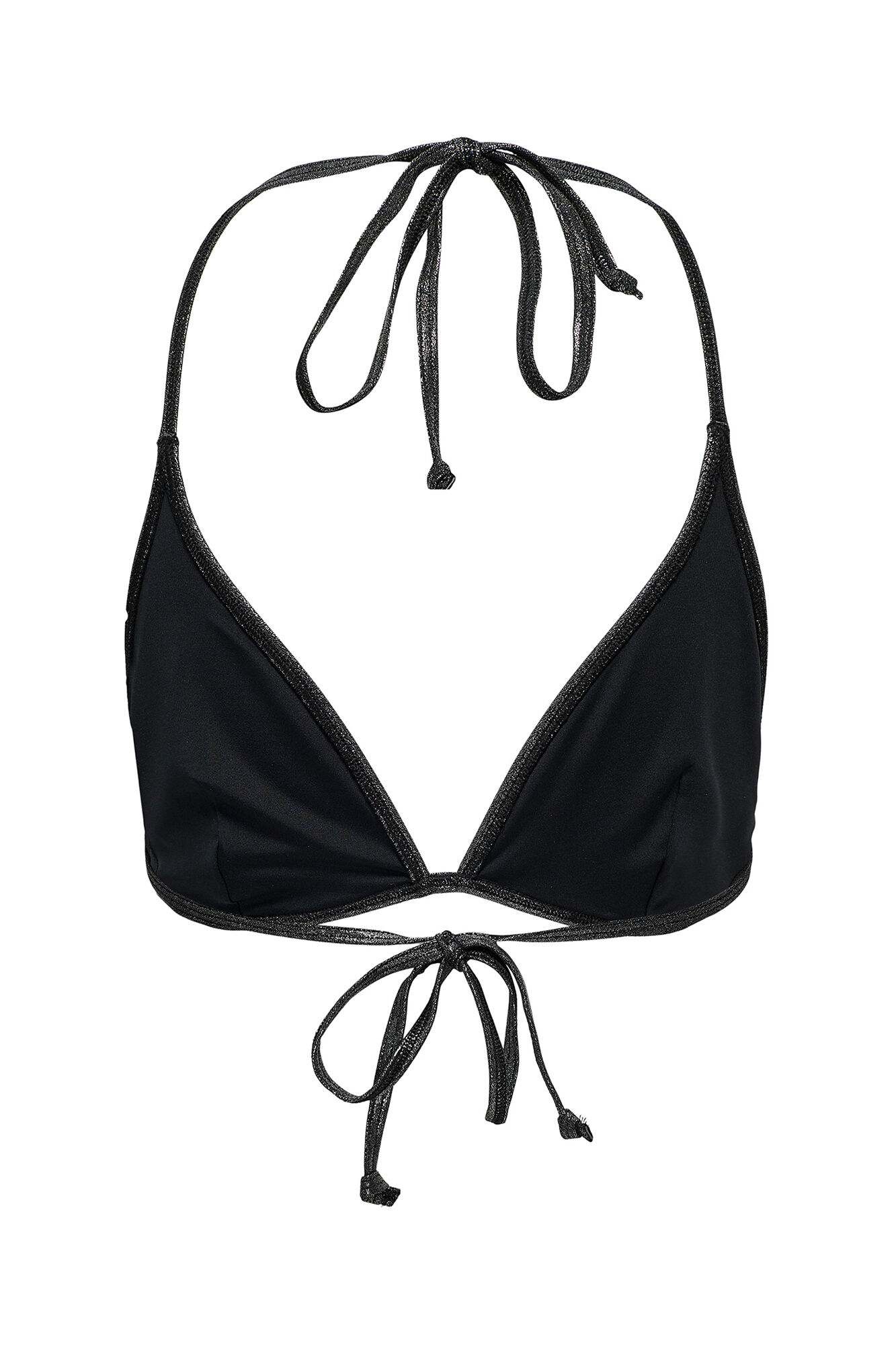 Only Top de biqu&iacute;ni triangular preto met&aacute;lico