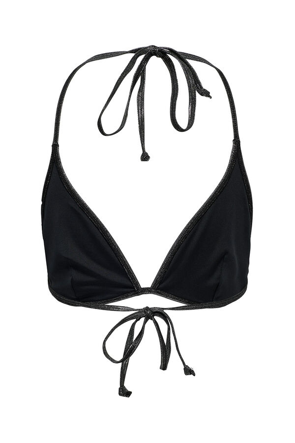 Only Top de biqu&iacute;ni triangular preto met&aacute;lico preto