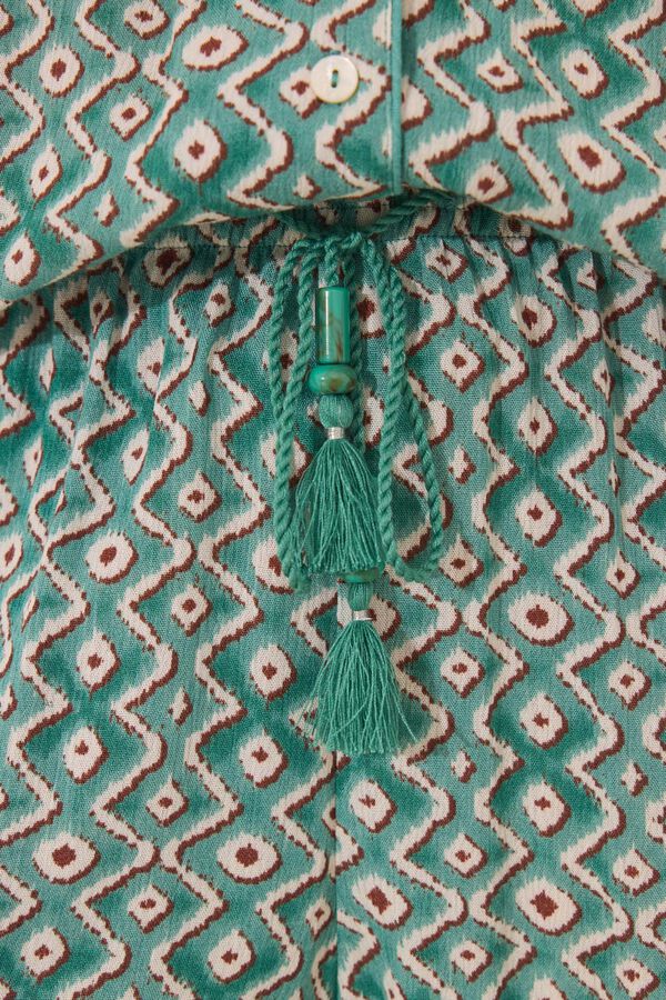 Women'secret Pijama camiseiro com estampa geom&eacute;trica Capri verde