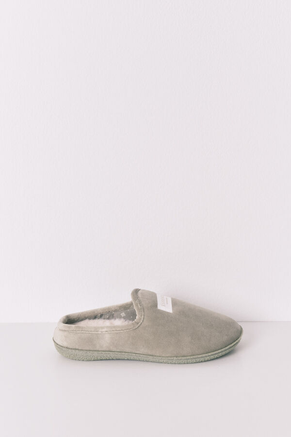 Women'secret Zapatillas casa velour verde kaki