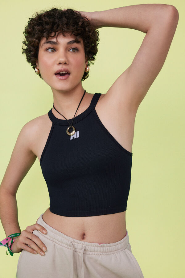 HI&BYE Crop top halter seamless negro negro