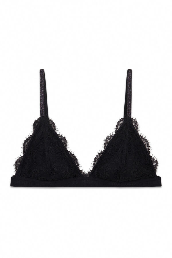 HI&BYE Soutien triangular em renda preto preto