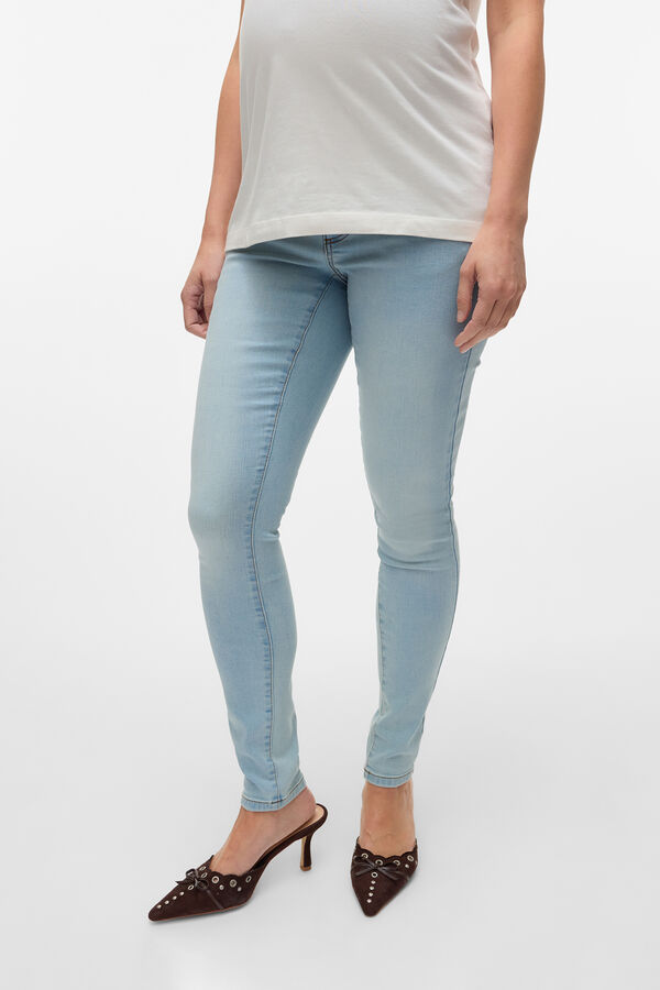 Mamalicious Calça jeans longa maternity azul