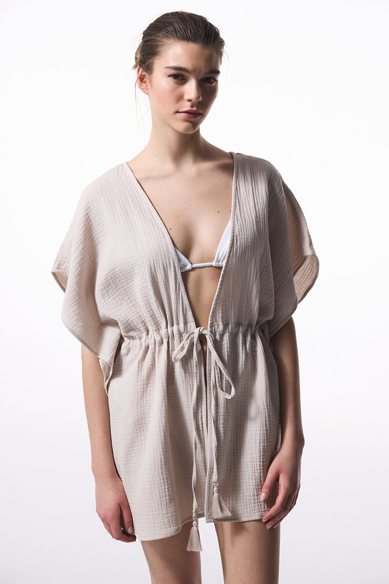 Penti Caftan de playa corto piedra