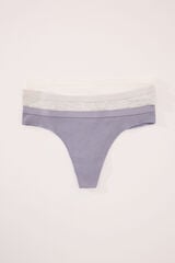 Women'secret Pacote com 3 tangas de algod&atilde;o caneladas branco