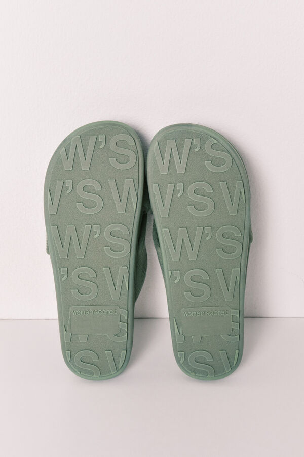Women'secret Chinelos de quarto com n&oacute; verde caqui
