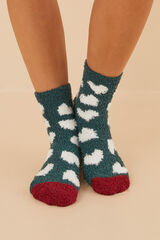 Women'secret Calcetines pelo corazones verde verde