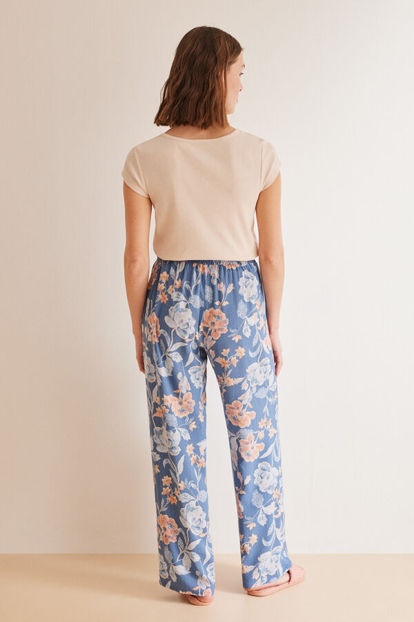 Women'secret Pantal&oacute;n largo flores azul estampado
