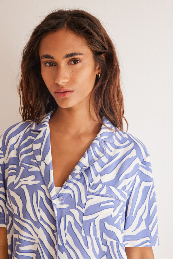 Women'secret Pijama camisero Capri cebra azul estampado