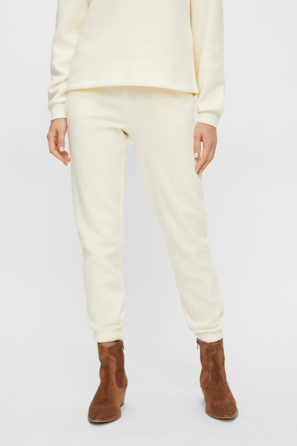 Pieces Pantal&oacute;n jogger felpa beige