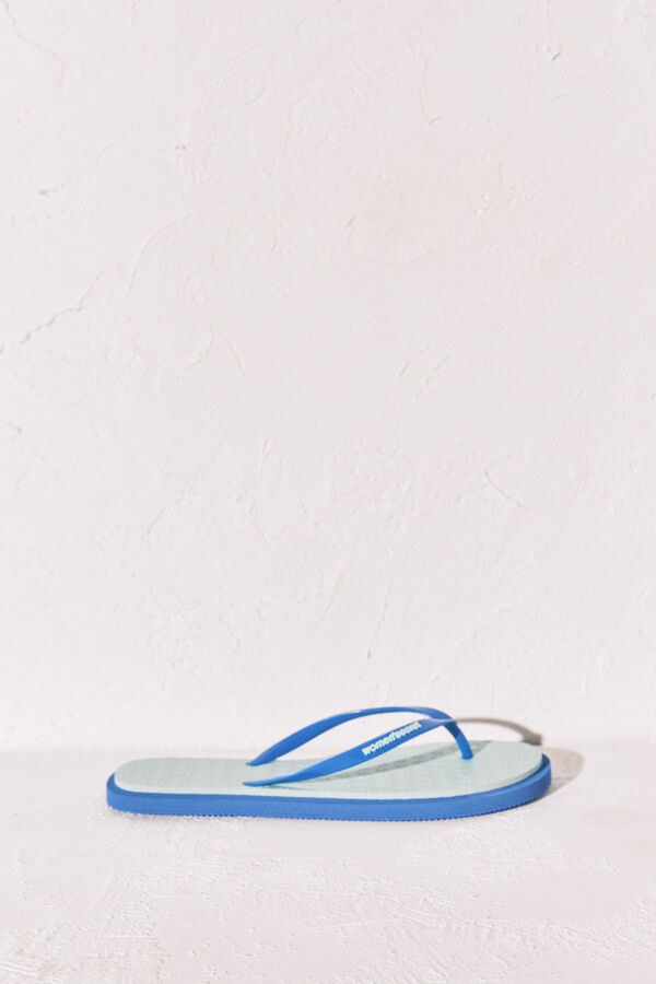 Women'secret Chanclas dedo textura floral azul verde