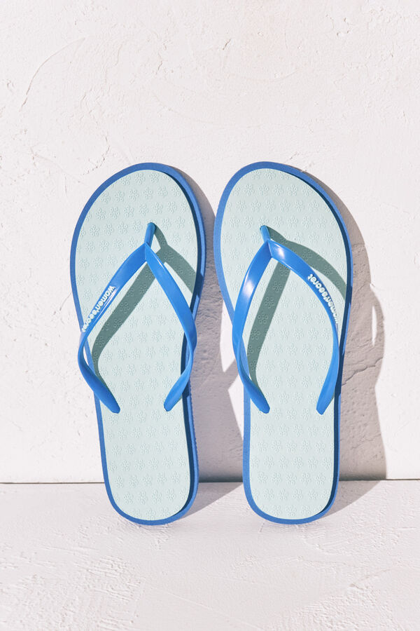 Women'secret Chanclas dedo textura floral azul verde