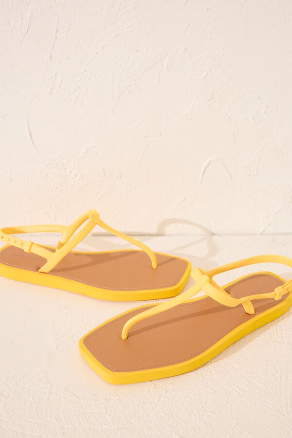 Women'secret Chanclas entrelazadas punta cuadrada amarillo