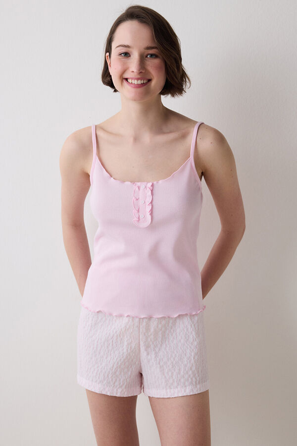 Penti Conjunto de pijama corto rosa cuadros rosa