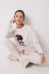 Women'secret Pijama largo estampado Mafalda  fucsia