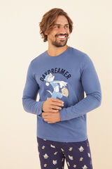 Women'secret Pijama largo hombre 100% algod&oacute;n Tom y Jerry azul