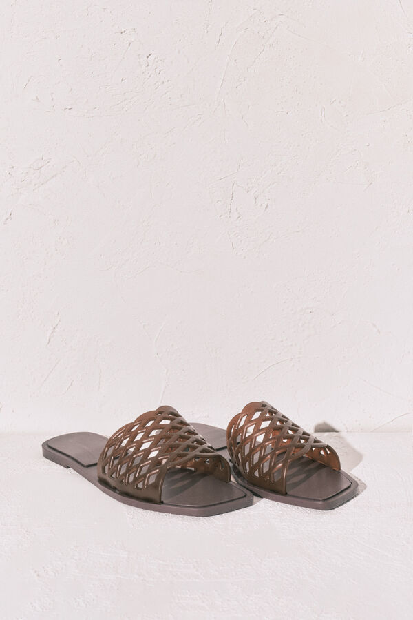 Women'secret Sand&aacute;lias rasas jelly castanhas cru