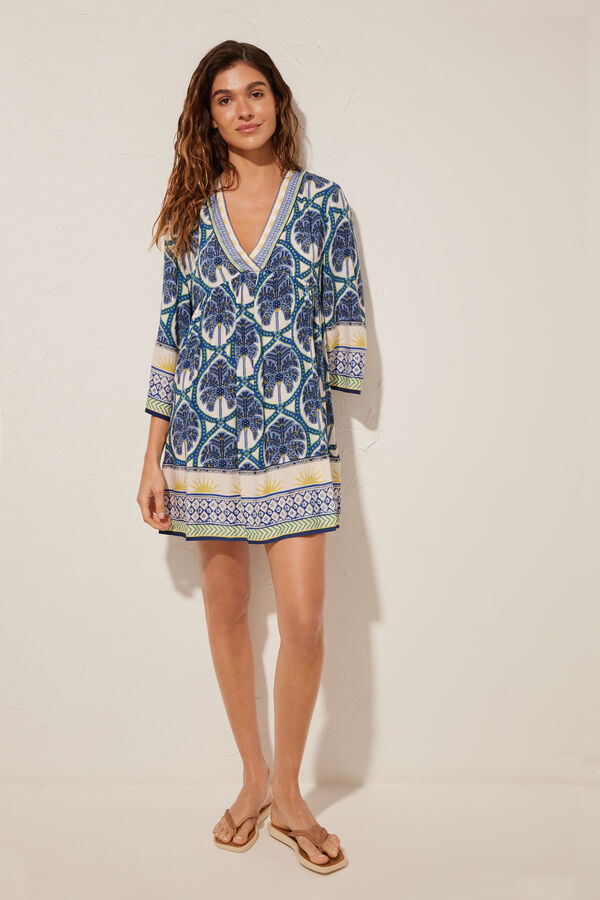 Women'secret T&uacute;nica corta tropical azul estampado