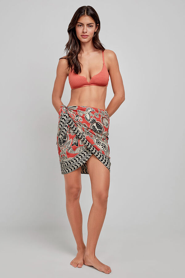 Gisela Saia canga curta estampada branco