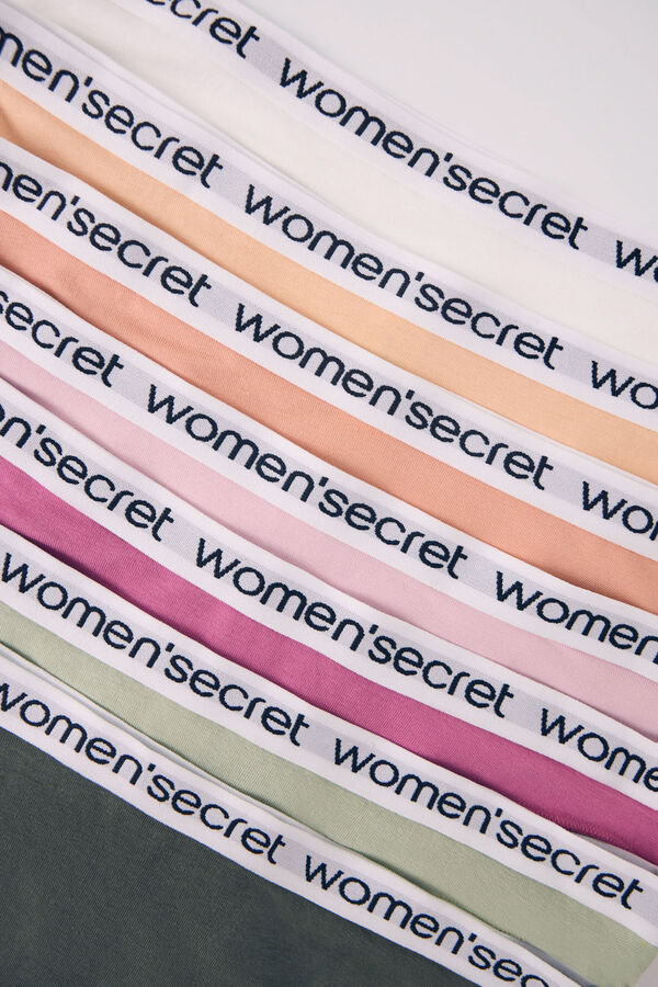 Women'secret Pack 7 bragas brasile&ntilde;as algod&oacute;n logo blanco