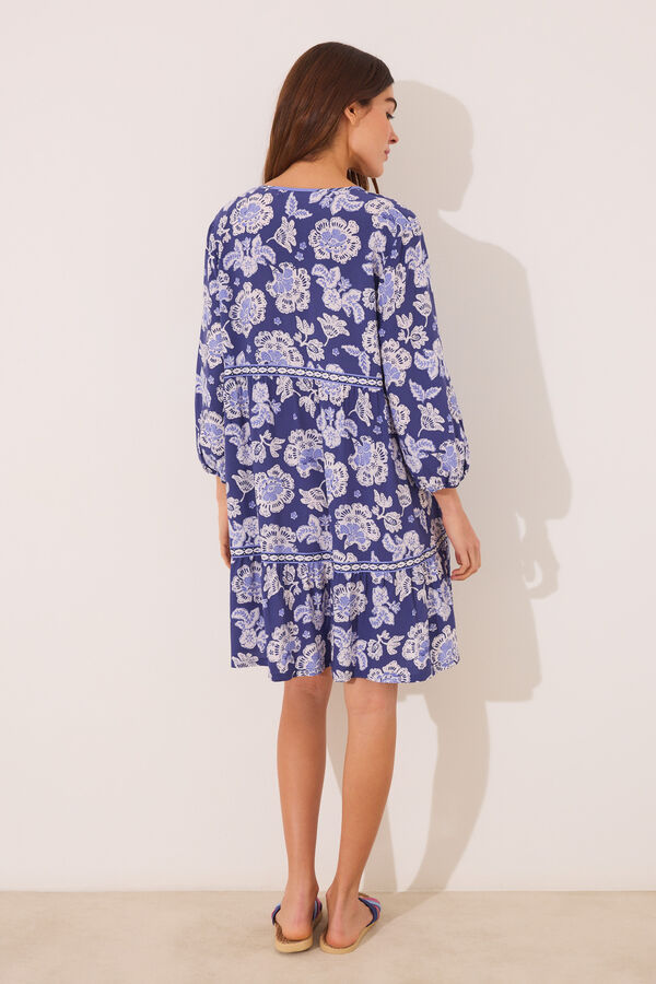 Women'secret Camisola midi print flores azul estampado