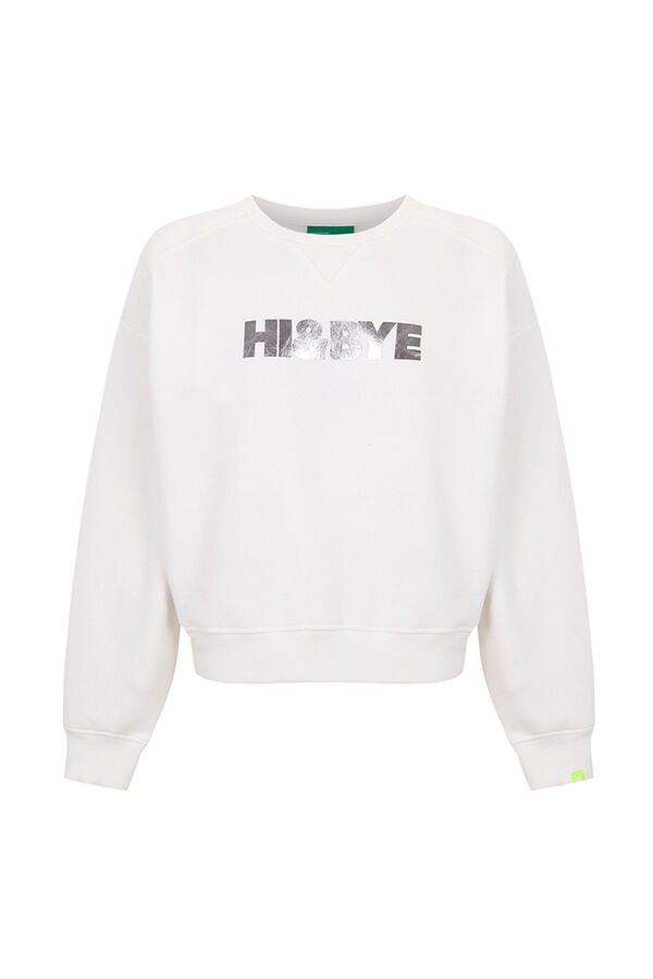 HI&BYE Sudadera felpa marfil logo marfil
