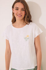 Women'secret Pijama curto 100% algodão branco e verde bege