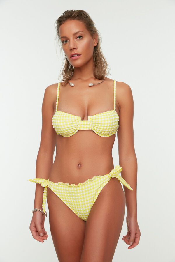 Trendyol Cueca de biqu&iacute;ni cl&aacute;ssica vichy estampado