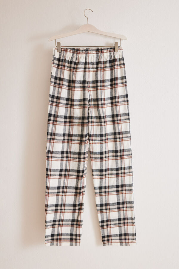 Women'secret Pijama largo hombre 100% algod&oacute;n cuadros marfil