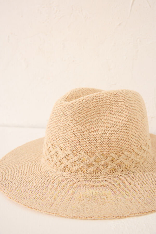Women'secret Sombrero algodonero trenzado brillo nude