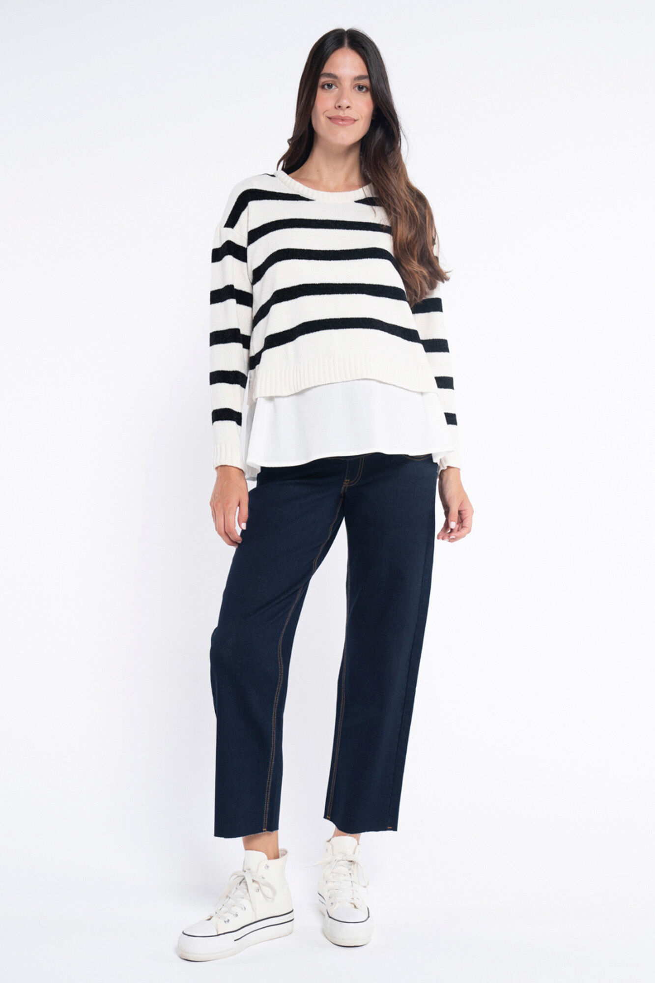 Ohma! Cal&ccedil;a jeans reta para pr&eacute;-mam&atilde; , cor &iacute;ndigo escuro