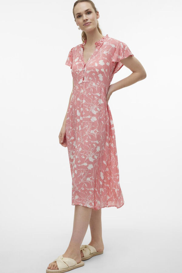 Mamalicious Vestido midi maternity e amamentação  rosa