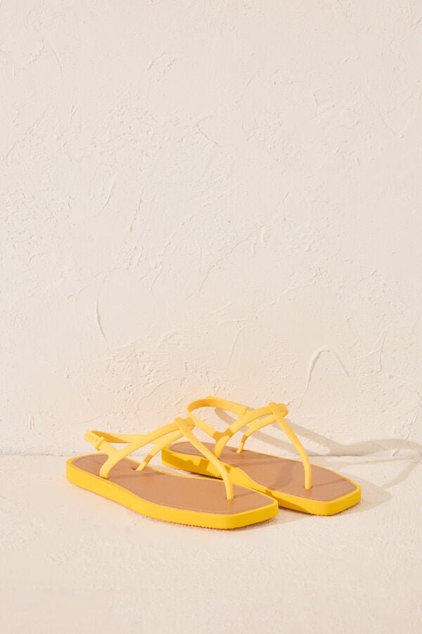 Women'secret Chanclas entrelazadas punta cuadrada amarillo